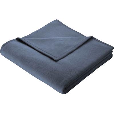 Wohndecke BIEDERLACK "Cotton Home, Kuscheldecke", blau (jeans), B:150cm L:220cm, Baumwolle, Polyacryl, Wohndecken, Wohndecke, im Uni Design, Kuscheldecke