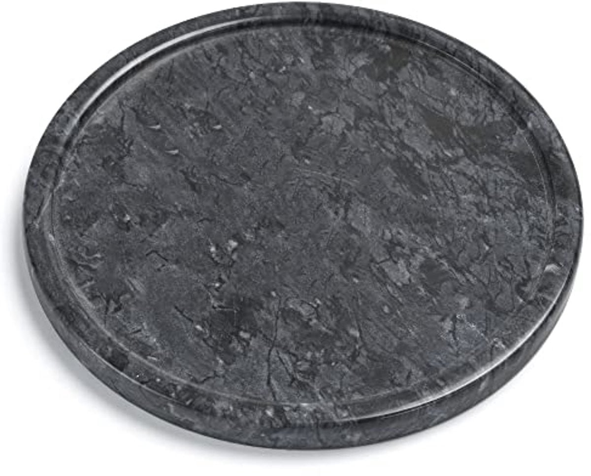 Rond Zwart Marmeren Dienblad - Decoratief Natuursteen Dienblad voor Keuken en Badkamer