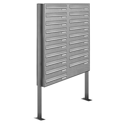 AL Briefkastensysteme 19 Fächer Premium Edelstahl Stand Briefkasten Anlage für Post A4 modern, robust, wetterfest, Artikelnummer: 132V19DZS2
