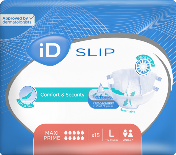 Ontex iD ID Expert Slip Maxi Prime Large - 6 paquets de 15 protections
