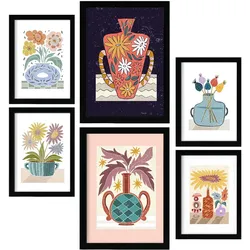 POSTER Set Mit 6 Drucken Vase In Der Sammlung Von Ethnischenabzügen A3 & A4 Rahmenlos
