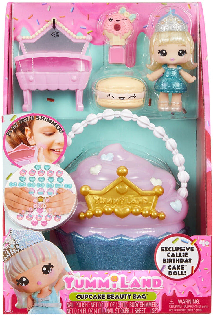 Yummiland Cupcake Beauty Bag Playset with Callie Lip Gloss Doll - Portable Playset for Kids - MGA Entertainment