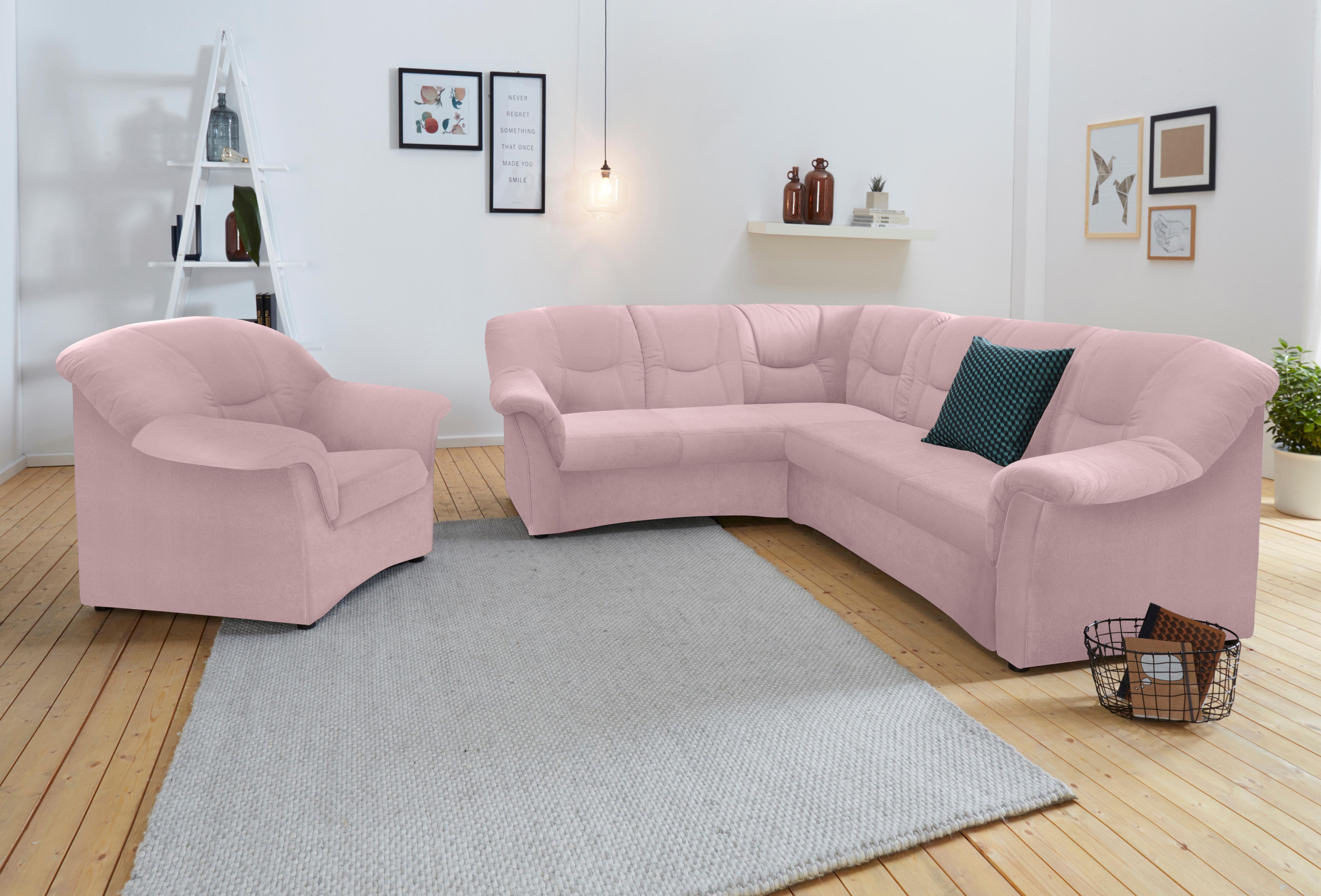 Sessel DOMO COLLECTION "SARAFINA Breite 102 cm, auch mit Federkern für noch mehr Sitzkomfort", rosa (flamingo), B:102cm H:83cm T:81cm, Luxus-Microfaser (92% Polyester, 8% Nylon);Microfaser PRIMABELLE (100% Polyester);Microfaser PRIMABELLE (100% Polyester)