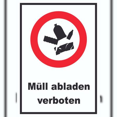 HB-Druck Müll abladen verboten Symbol Schild A5 Rückseite selbstklebend