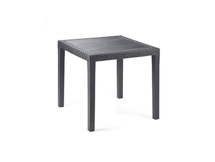 Dmora - Table d'extérieur Agrigento\, Table de jardin carrée\, Table basse fixe effet rotin\, 100% Made in Italy\, Cm 80x80h72\, Anthracite