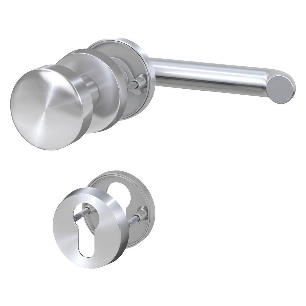 BASI 7306-2288, Eingangsgriffe-Set mit Schlüssel, Edelstahl, Edelstahl, Linkshändig (Türgriff) (7306-2288)