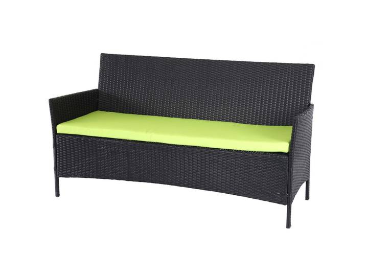 3-SITZER POLY-RATTAN GARTENBANK Anthrazit, Grün