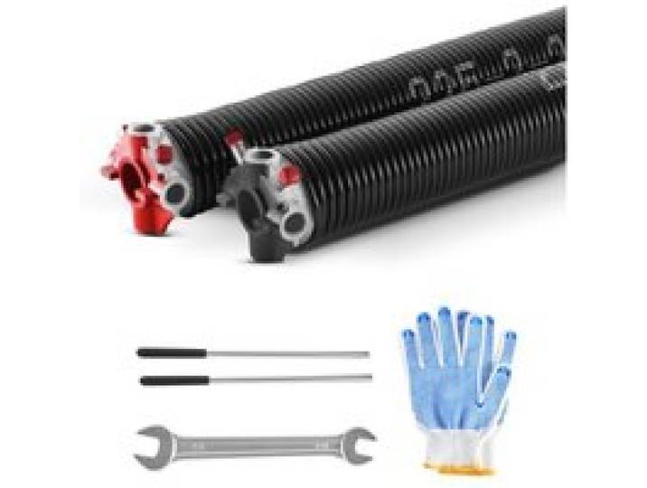 VEVOR Torsionsfedern für Garagentore (Φ 5,72 x Φ 50,8 x 610 mm) 16000 Zyklen, schwarz beschichtet zum Auswechseln, Garagentorfedern mit rutschfesten Wickelstäben & Handschuhen & Montageschlüssel
