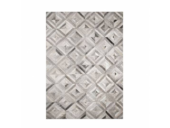 Tapis décoratif effet parquet en cuir d'hairon gris 230x160