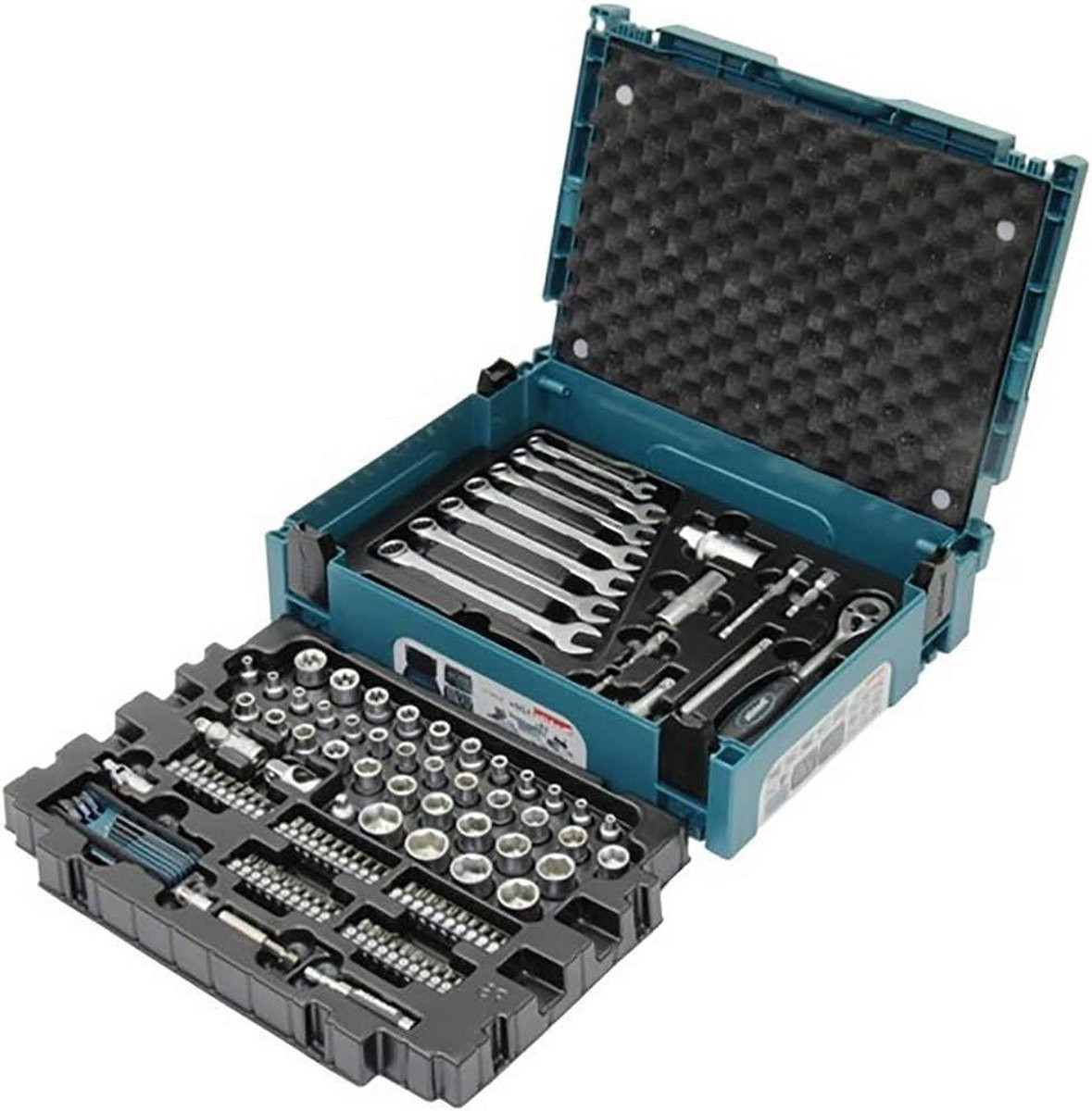 Makita 120-delige onderhoudsset in turquoise Makpac case