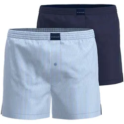 TOM TAILOR Herren Web-Boxershorts, 2er Pack - Dakota, Baumwolle, Popeline Hellblau/Dunkelblau / M
