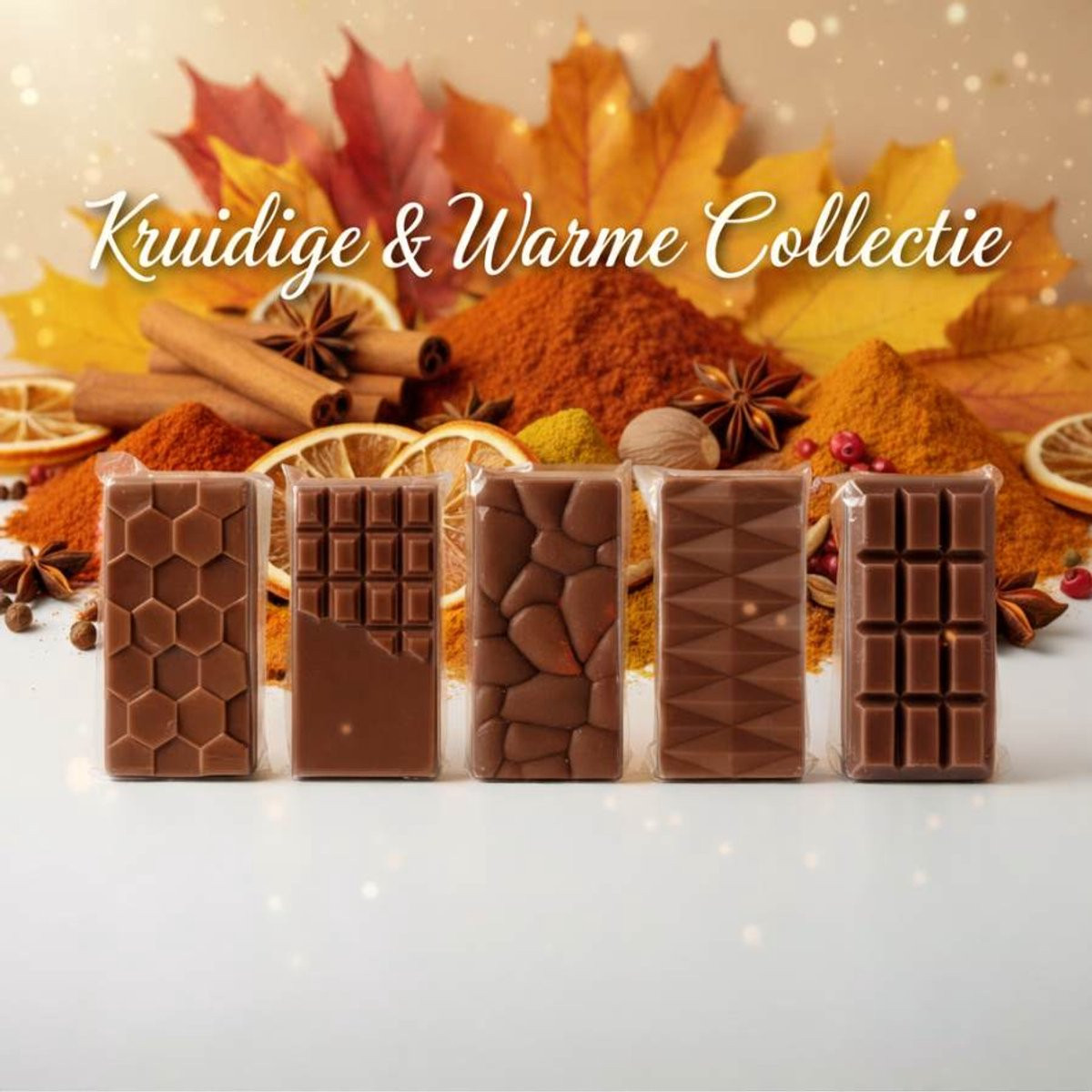 Scentulp - Set van 5 handgemaakte kruidige wax melts van sojawax - Warme geuren
