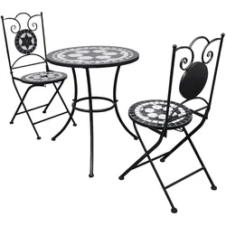 Helloshop26 - 3-teiliges Bistro-Möbelset mit schwarz-weißen Keramikfliesen 02_0014538