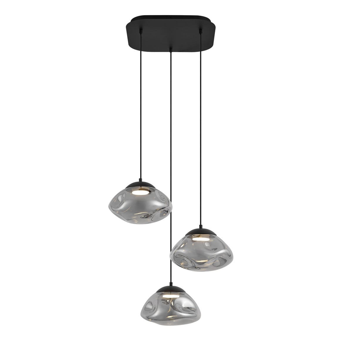 QAZQA Design hanglamp zwart met smoke glas 3-lichts