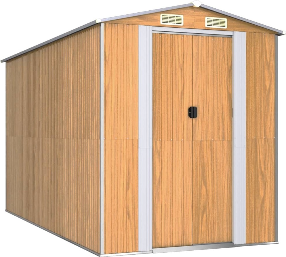 Geräteschuppen Hellbraun 192x357x223 cm Verzinkter Stahl