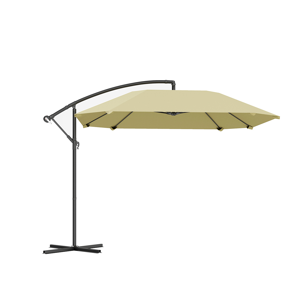 Sonnenschirm mit Ständer Ampelschirm Alu Ø 260cm Wasserdicht Kurbelschirm Gartenschirm für Balkon Garten Beige
