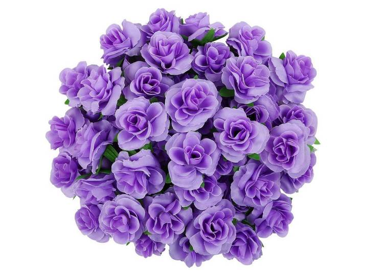 Künstliche Blumenköpfe Rosen 50 Stück Violett 4 cm, Lila, 4 cm, Dekoration, Blumen & Blumentöpfe, Kunstblumen