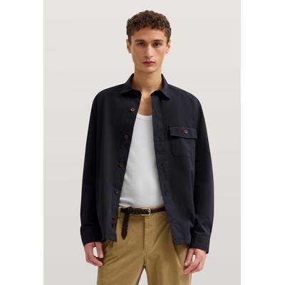 Langarmhemd BUGATTI "Regular Fit", Herren, Gr. XL, Normalgrößen, 390, marine, Canvas, 100% Baumwolle, unifarben, regular fit, Hemden, im Overshirt-Style