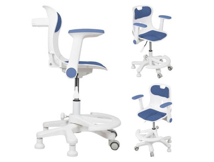 Chaise enfant ergonomique GIPAZ Chaise de bureau enfant Hauteur Ajustable pivotante 360° 35 x 42 x 88 cm Bleu
