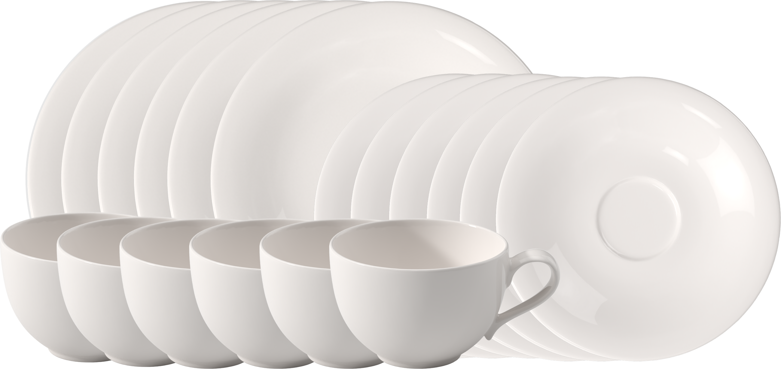 Kaffeeservice "Essential Kaffee-Service", weiss (weiß), 18, Porzellan, LIKE. BY VILLEROY & BOCH, Geschirr-Sets, Kaffeeservice, Premium Porzellan weiß 18
