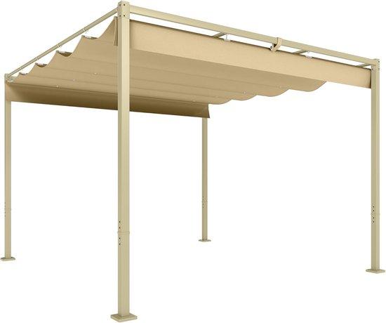 Famanu Pavillon Pergola Überdachung - Verstellbares Magnetdach - 3x3 Meter - Khaki