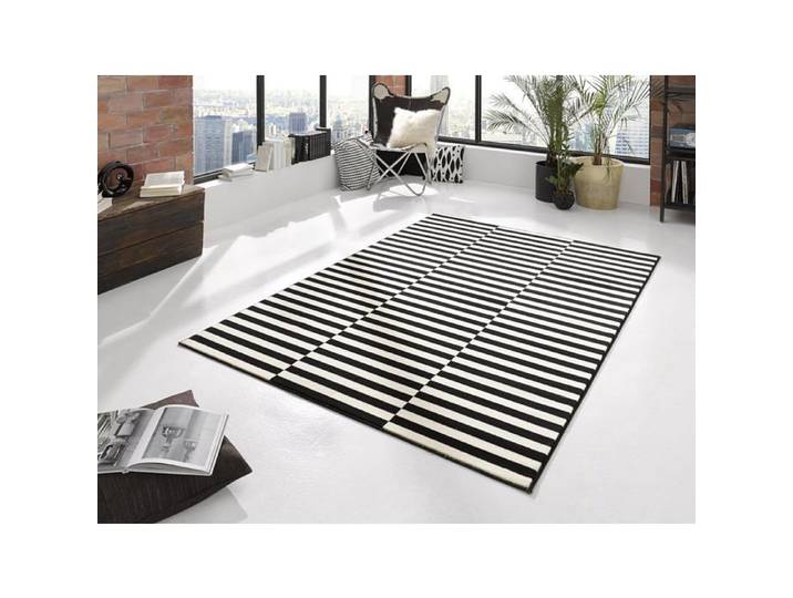 Tapis de salon - Hanse Home Gloria - 120x170 cm - Motif graphique moderne - Noir crème