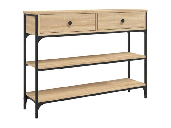 Favemtsl Konsolentisch Sonoma-Eiche 100x25x75 cm Flurtisch Metall Schmaler Beistelltisch mit verstellbaren Füßen und stabilen Metallbeinen für Flur, Wohnzimmer und schmale Eingänge.
