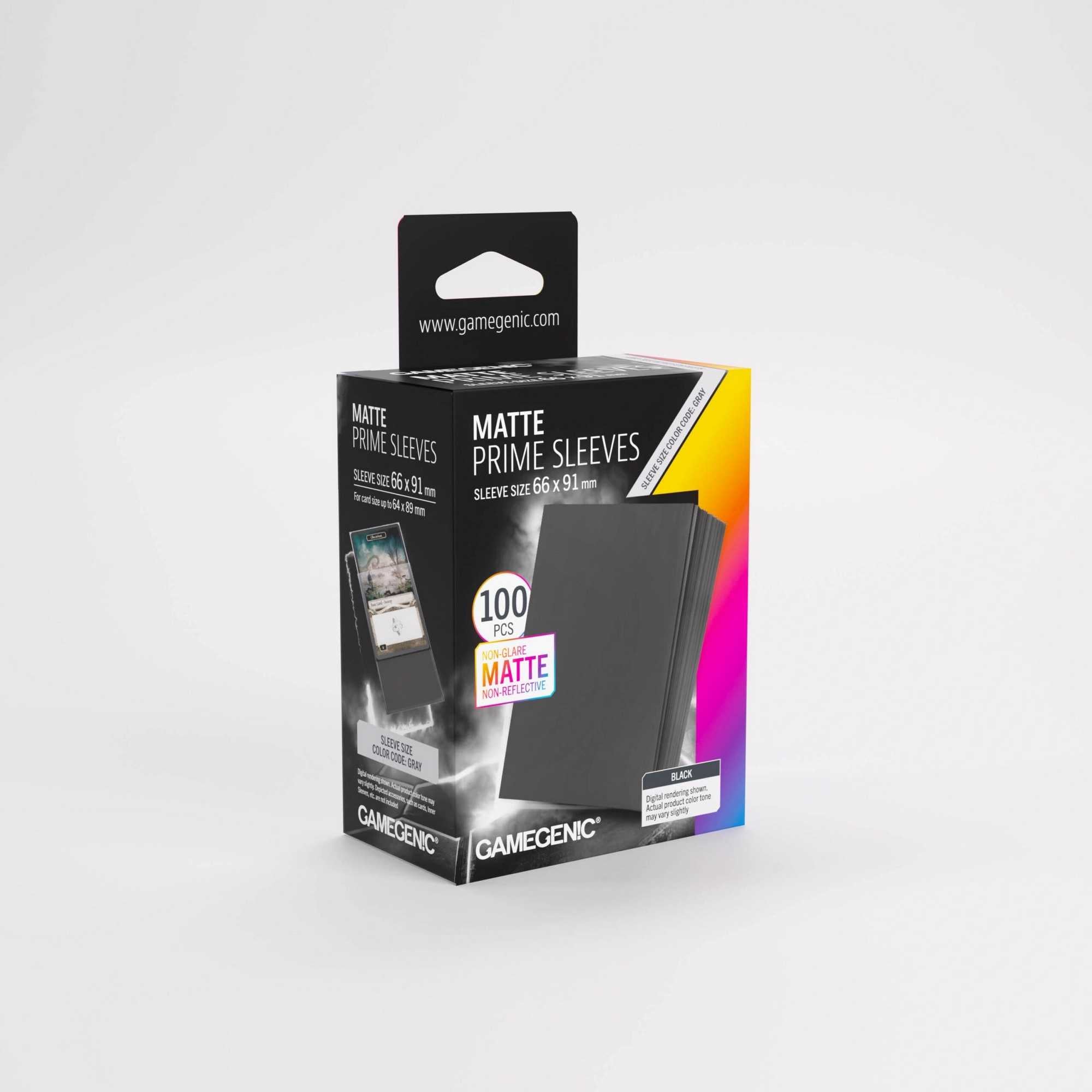 Gamegenic Matte Prime Sleeves Black 66 x 91 mm, 100 Pack for Card Games, Protective Card Sleeves, Matte Finish, Standard-Sized Cards