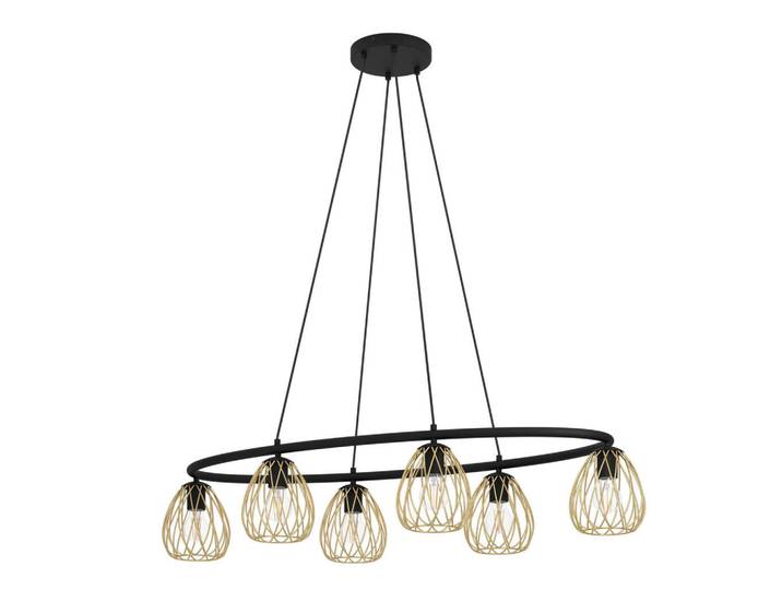 Eglo Hängeleuchte, Schwarz, Messingfarben, Metall, länglich, 56.5x150x116 cm, Lampen & Leuchten, Innenbeleuchtung, Hängeleuchten, Pendelleuchten