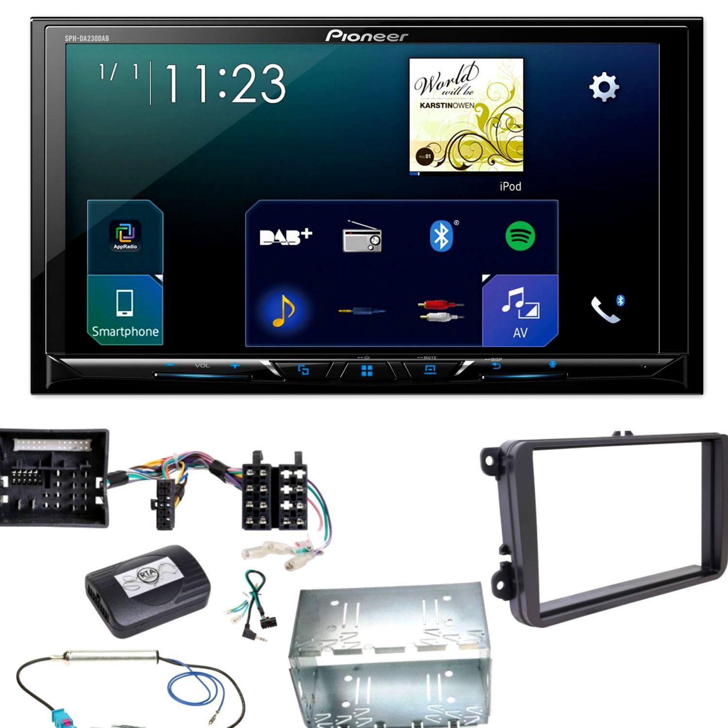 Pioneer SPH-DA230DAB CarPlay DAB+ Einbauset für Tiguan Amarok Caddy Jetta