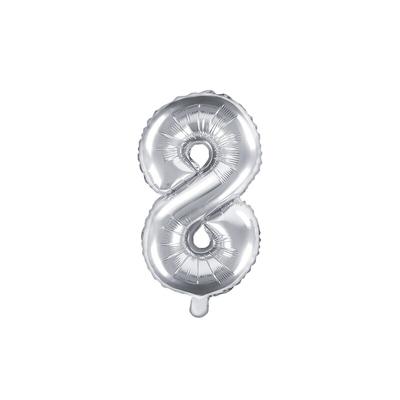 Folienballon silber Zahl 8