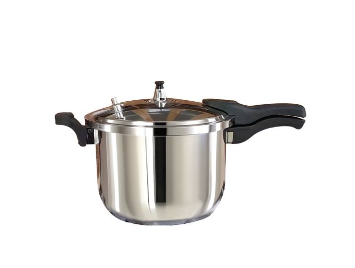 Casserole à pression en acier inoxydable de 5 L, anti-explosion, à cuisson rapide, avec soupape de sécurité multiple, compatible avec cuisinière à induction, cuisinière à gaz, casserole à pression