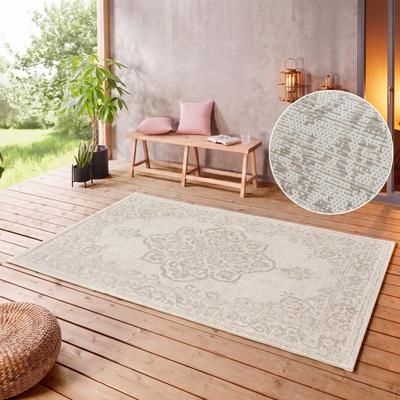 Teppich HANSE HOME "Tilos", beige (creme, beige), B:240cm H:8mm L:340cm, Polypropylen (PP), Teppiche, Teppich, In- & Outdoor, Kurzflor, Orientalisch, Vintage, Wohnzimmer, Garten