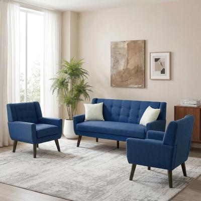 DREAMSIDEA 3-Piece Mid-Century Modern Living Room Set with Loveseat and 2 Chairs