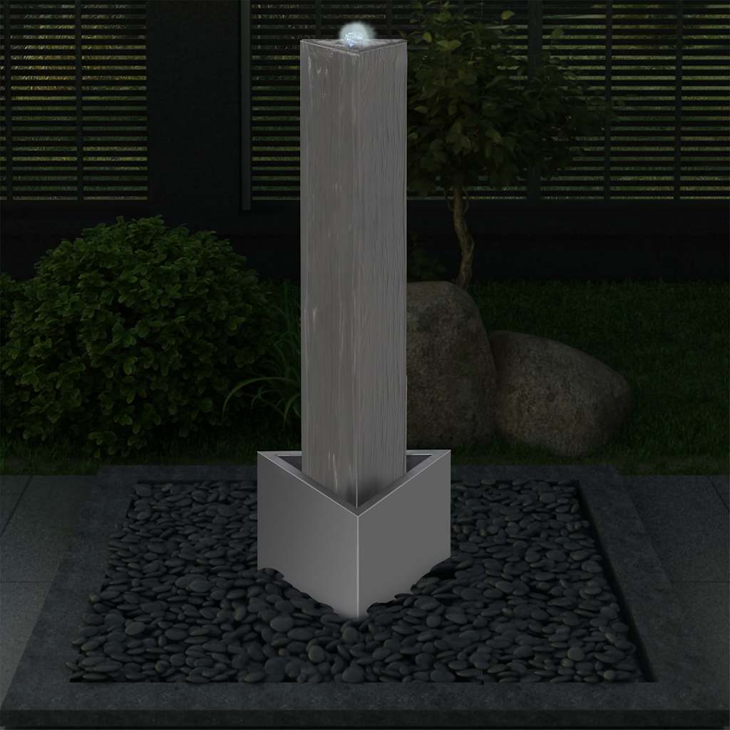 vidaXL Fontaine de jardin Argenté 37,7x32,6x110 cm Acier inoxydable
