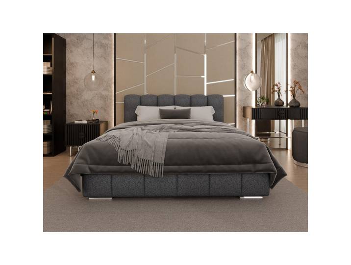 Homesy Polsterbett Zaira 160x200cm – Elegantes Polsterbett für modernen Wohnstil, Zonierte Multi-Taschen-Federkern (24cm), Graphitfarben, Holz, Mode, 140x200 cm, Schlafzimmer, Betten, Polsterbetten