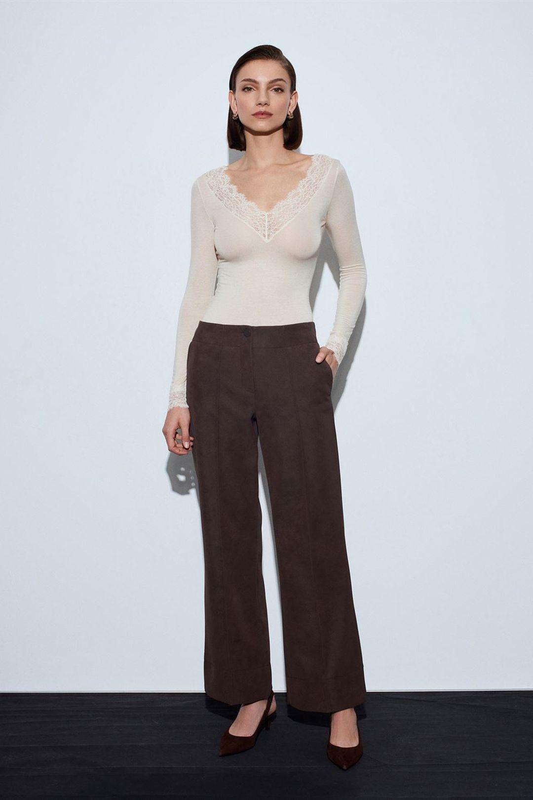 Damen Hochtaillierte Weite Kunstlederhose