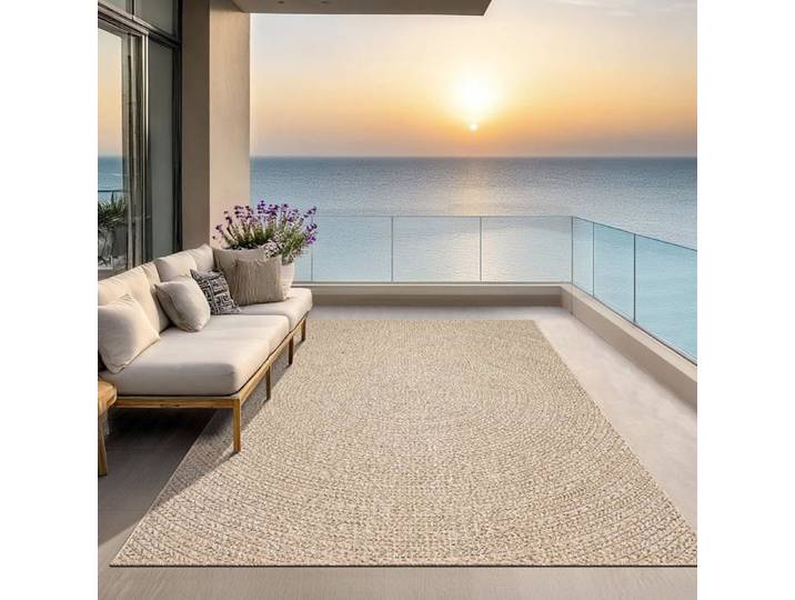 Tapis Jute Naturel 160x230 cm Salon Chambre ou Couloir Rectangulaire Doux Facile à Nettoyer - Style Élégant
