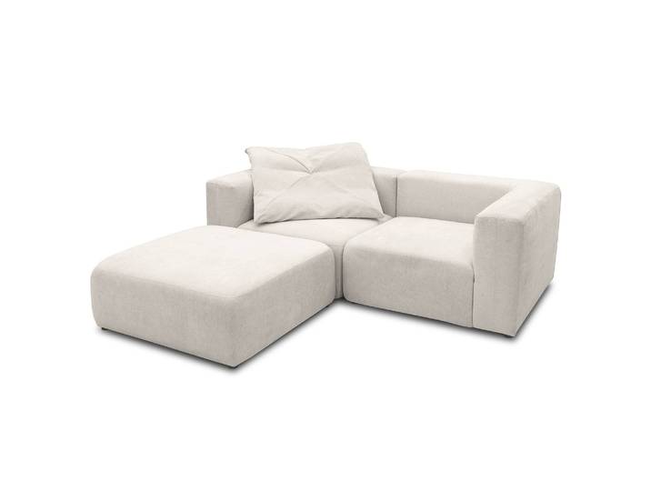 Ecksofa mit Longchair Silber Microfaser Sofina 216cm Longchair beidseitig montierbar Modern