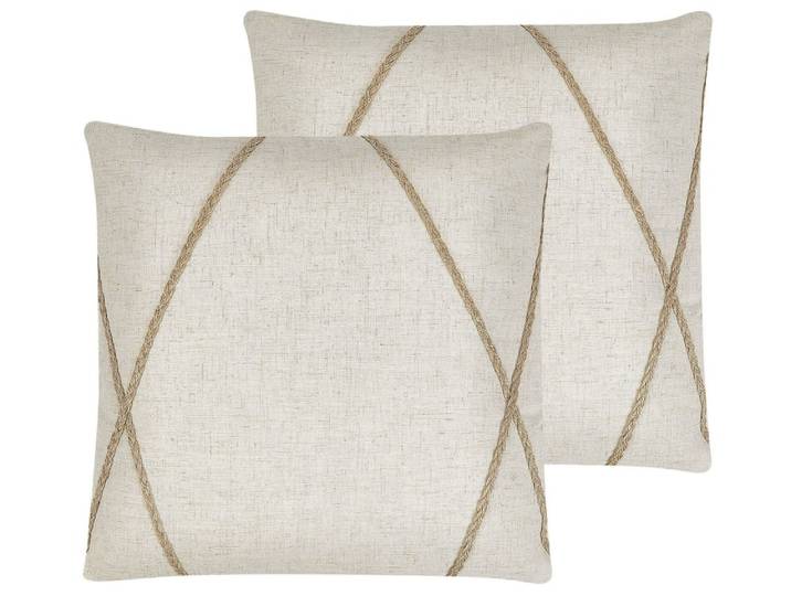 Lot de 2 coussin décoratifs en tissu beige 45x12cm