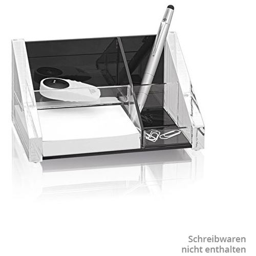 WEDO Schreibtisch-Organizer Acryl Exklusiv glasklar/schwarz Acryl 4 Fächer 16,4 x 9,7 x 8,9 cm