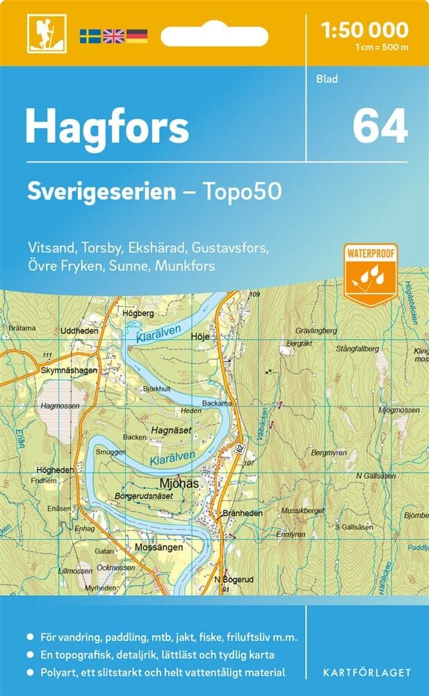 Carte topographique n° 64 - Hagfors (Suède)   Norstedts - Sverigeserien