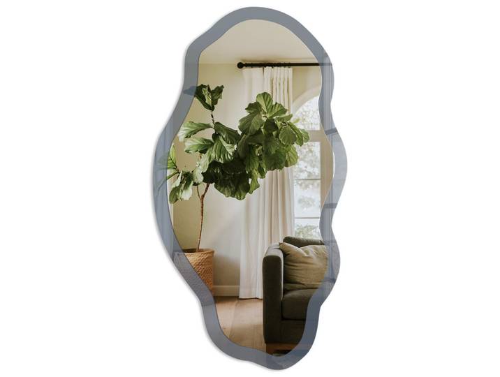 SPIEGEL 90x45 cm asymmetrisch mit Druck - Kühles Grau