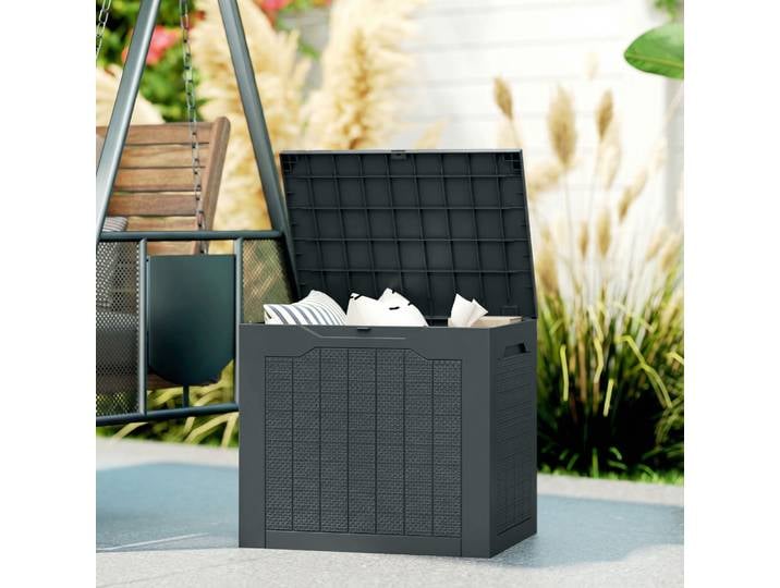 Outsunny Coffre Extérieur 93L Étanche Gris Foncé 56x41x50 cm