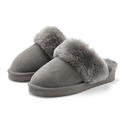 Hausschuh "Pantoffeln, Clogs, Schlappen, Pantolette", Damen, Gr. 41, grau, Obermaterial: 100% Rindsleder. Decksohle: 100% Lammfell. Futter: 100% Lammfell. Laufsohle: 100% Synthetik, VIVANCE DREAMS BY LASCANA, Veloursleder, unifarben, Basic, Schuhe...