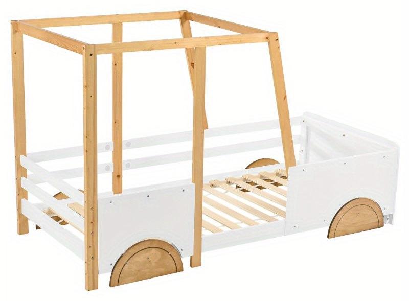 Kinderbett mit MDF-Rollen, 90x200 cm - Weißer Kiefernholzrahmen