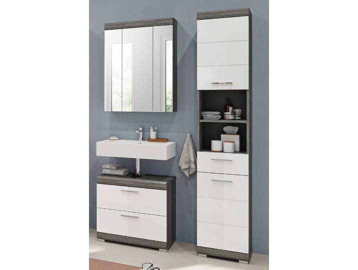 Salle de bain Scout - 3 élém.+ SPS 112 x 191 x 34cm Blanc/Gris/Argent cendré