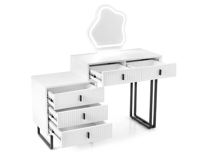 Make-uptafel met Spiegel en Verlichting Make-uptafel met 3 Lichtstanden Instelbare Helderheid Wit