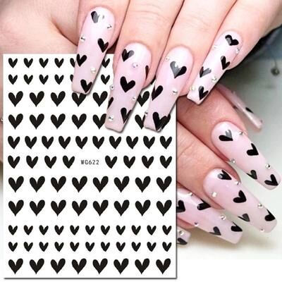 Uplift Picks 3D Nail Art Stickers Love Heart Star Cloud French Tip Nail Decals 26