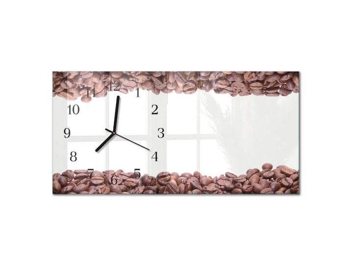 Tulup Wanduhr 60x30 cm - Kaffeebohnen, Braun, Glas, Rechteckig, 60x30x0.4 cm, Dekoration, Uhren, Wanduhren